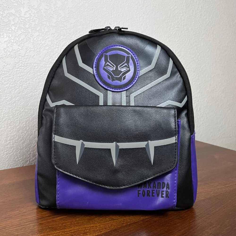 Marvel Black Panther Women's Mini Backpack Wakanda Forever Black and Purple